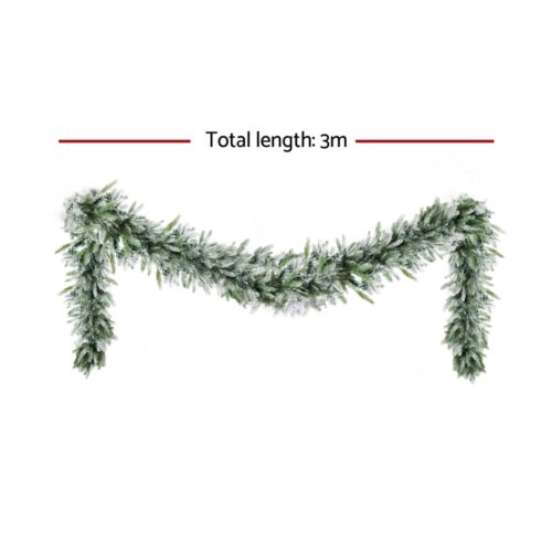 Jingle Jollys 3M Christmas Garland Pre-lit LED Lights Snow Frosted Tips Decor - Image 2