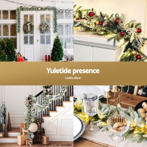 Jingle Jollys 3M Christmas Garland Pre-lit LED Lights Snow Frosted Tips Decor - Image 5