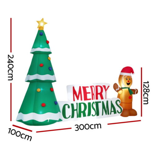 Jingle Jollys Christmas Inflatable Gingerbread Man 1.5M Height LED Decorations Illuminated - Image 3