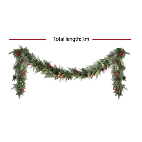 Jingle Jollys 3M Christmas Garland Pre-lit LED with Pine Cones Xmas Decor Green - Image 2
