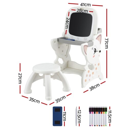 Keezi Kids Table and Chair Set 2 in 1 Easel Desk Stool w/ LCD Writing Tablet - Image 3