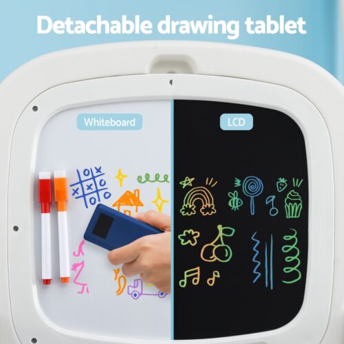 Keezi Kids Table and Chair Set 2 in 1 Easel Desk Stool w/ LCD Writing Tablet - Image 6
