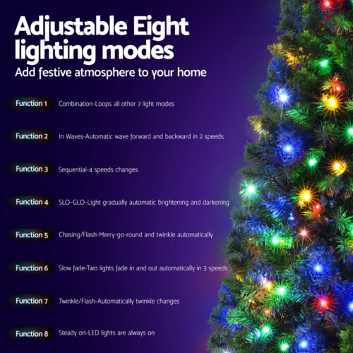 Jingle Jollys 1.8M Pre-lit Christmas Tree 8 Mode Multi Colour 200 LED Light Xmas - Image 5