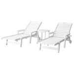 Gardeon Sun Lounger Set  HDPE Lounge Beach Table Chairs Patio Outdoor Furniture White