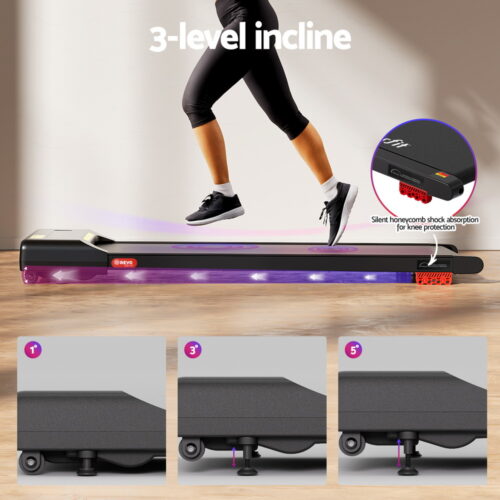 Everfit Treadmill Electric Walking Pad Incline Under Desk Home Gym 380mm Black - Image 5