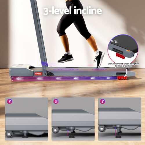 Everfit Treadmill Electric Walking Pad Incline Under Desk 380mm Grey - Image 5