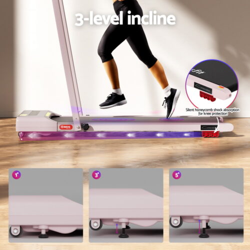 Everfit Treadmill Electric Walking Pad Incline Under Desk 380mm Pink - Image 5