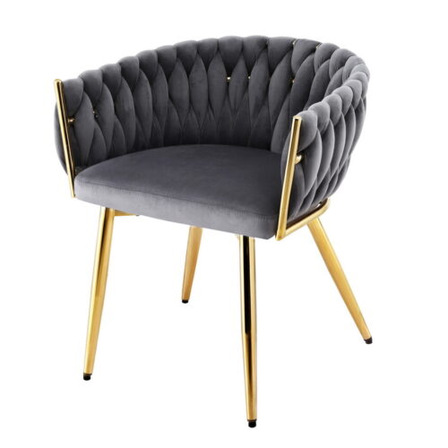 Artiss Dining Chair Armchair Cafe Kitchen Lounge Accent Seat Velvet Weaving Grey