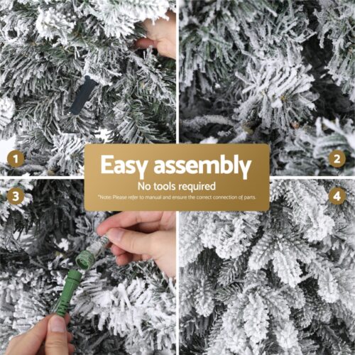 Jingle Jollys Christmas Tree 2.1m Flocking Pencil LED Lights Xmas 860 Tips White - Image 6