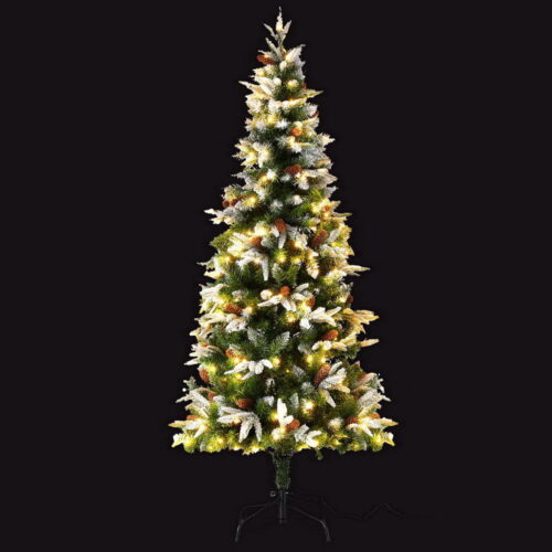 Jingle Jollys Christmas Tree 190cm Pine Cones LED Flocking Xmas Tree 680 Tips - Image 2