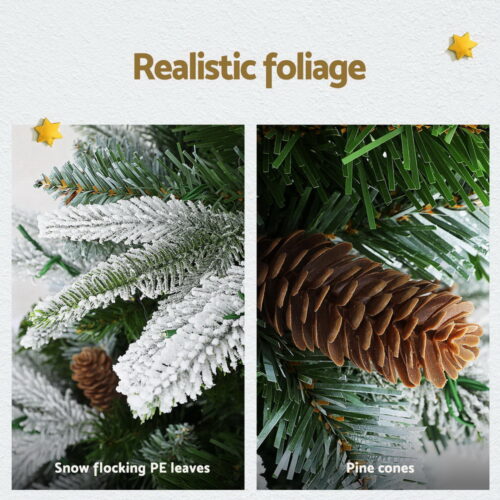 Jingle Jollys Christmas Tree 190cm Pine Cones LED Flocking Xmas Tree 680 Tips - Image 5