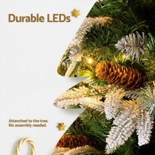 Jingle Jollys Christmas Tree 190cm Pine Cones LED Flocking Xmas Tree 680 Tips - Image 6