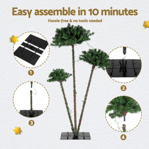 Jingle Jollys Christmas Tree 3-in-1 LED Xmas Palm Tree Party Decor 1.2/1.5/1.8M - Image 5