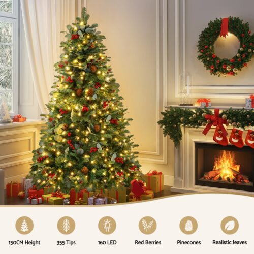 Jingle Jollys Christmas Tree 1.5m 160 LED Xmas Tree Party Decorations 355 Tips - Image 5