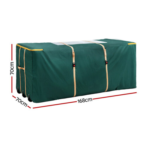 Jingle Jollys Christmas Tree Storage Bag Up to 10ft Visible Handle Wheels Green - Image 2