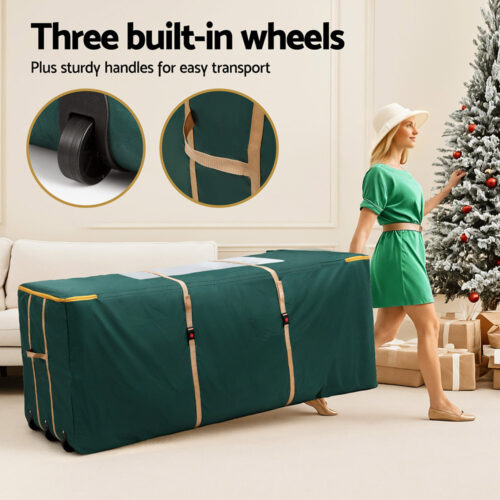 Jingle Jollys Christmas Tree Storage Bag Up to 10ft Visible Handle Wheels Green - Image 6