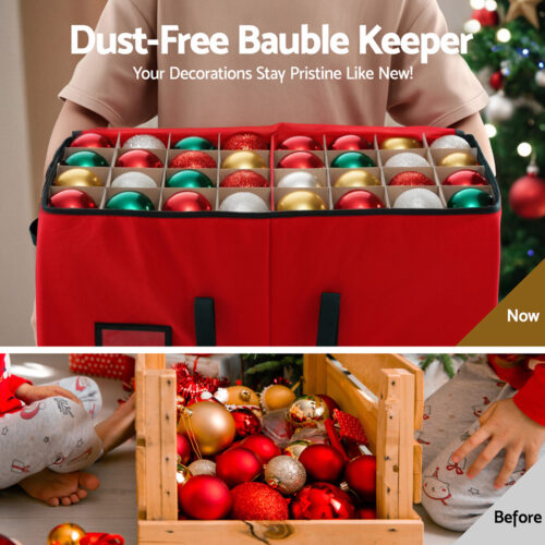 Jingle Jollys Christmas Baubles Storage Box 128 Slots Decor Ornaments Container - Image 5