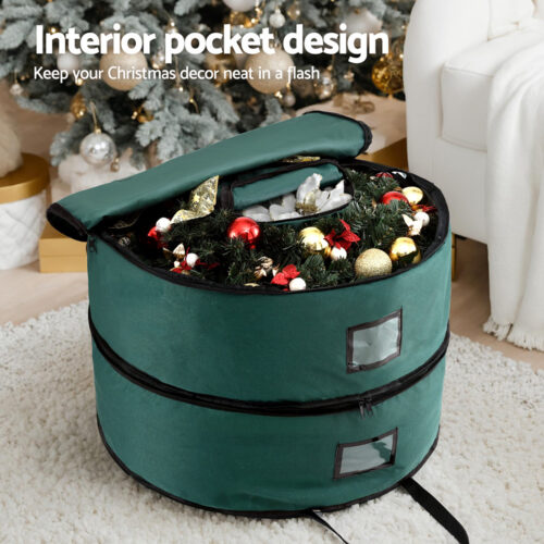 Jingle Jollys Christmas Garland Wreath Storage Bag 2-Tier Ornaments Holder 60cm - Image 5