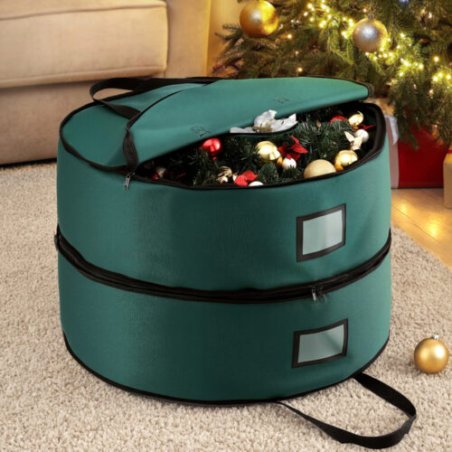 Jingle Jollys Christmas Garland Wreath Storage Bag 2-Tier Ornaments Holder 60cm - Image 7
