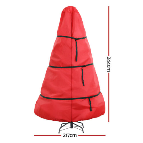 Jingle Jollys Christmas Tree Storage Bag Fits Up to 8ft Tree Xmas Bag Zipper Red - Image 2