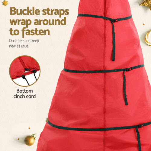 Jingle Jollys Christmas Tree Storage Bag Fits Up to 8ft Tree Xmas Bag Zipper Red - Image 6