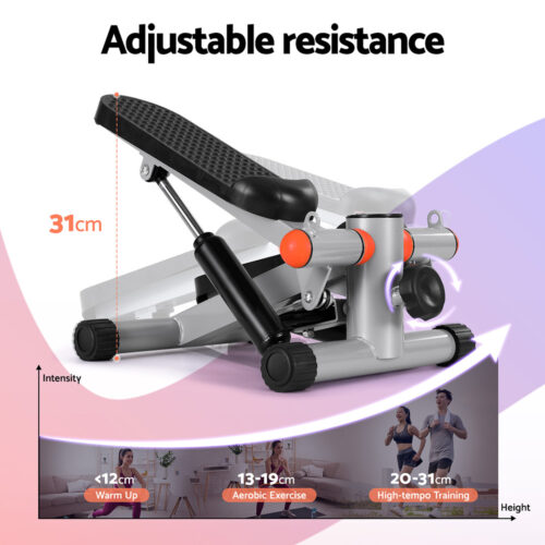 Everfit Mini Stepper with Resistance Rope Aerobic for Exercise Compact Home Workout Grey - Image 4