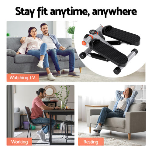 Everfit Mini Stepper with Resistance Rope Aerobic for Exercise Compact Home Workout Grey - Image 6