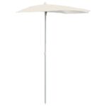 Garden Half Parasol with Pole 180x90cm Sand
