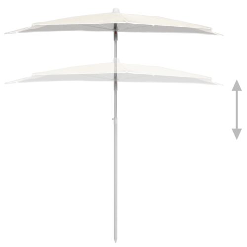 Garden Half Parasol with Pole 180x90cm Sand - Image 4