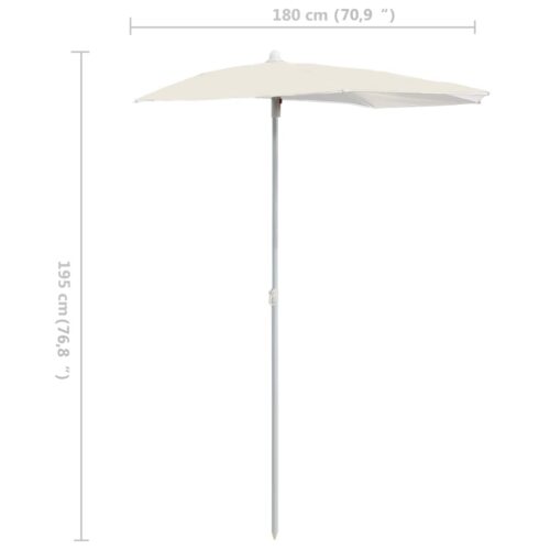 Garden Half Parasol with Pole 180x90cm Sand - Image 8