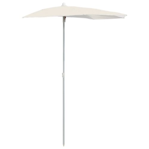 Garden Half Parasol with Pole 180x90cm Sand - Image 9