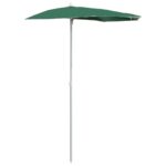 Garden Half Parasol with Pole 180x90cm Green