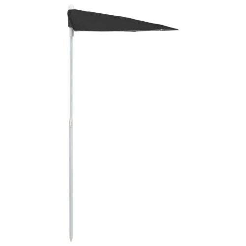 Garden Half Parasol with Pole 180x90cm Black - Image 5