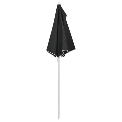 Garden Half Parasol with Pole 180x90cm Black - Image 6