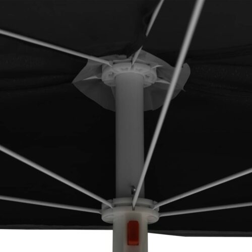 Garden Half Parasol with Pole 180x90cm Black - Image 7