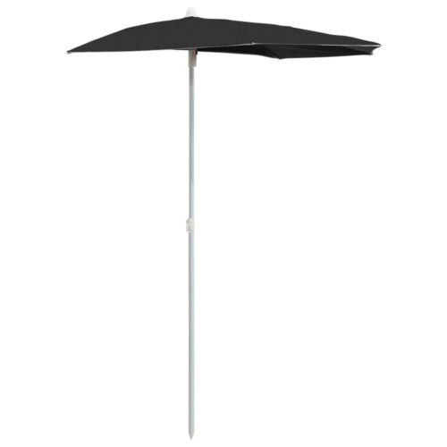 Garden Half Parasol with Pole 180x90cm Black - Image 9