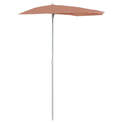 Garden Half Parasol with Pole 180x90cm Terracotta