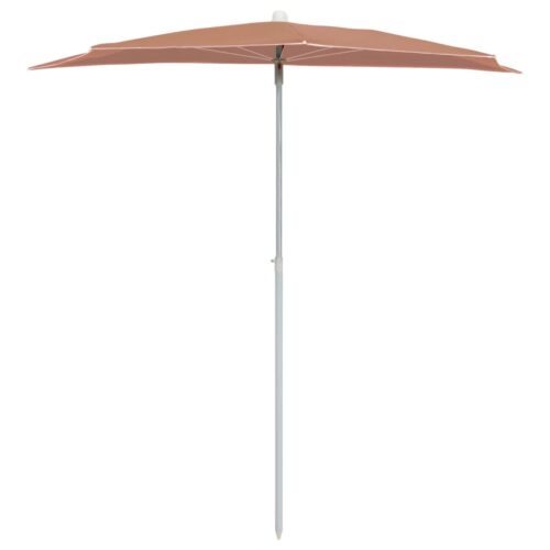 Garden Half Parasol with Pole 180x90cm Terracotta - Image 3