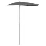 Garden Half Parasol with Pole 180x90cm Anthracite