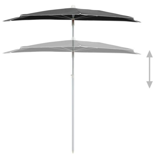 Garden Half Parasol with Pole 180x90cm Anthracite - Image 4