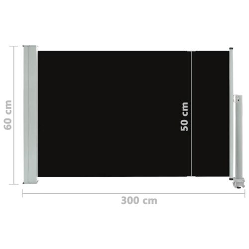 Patio Retractable Side Awning 60x300cm Black - Image 9