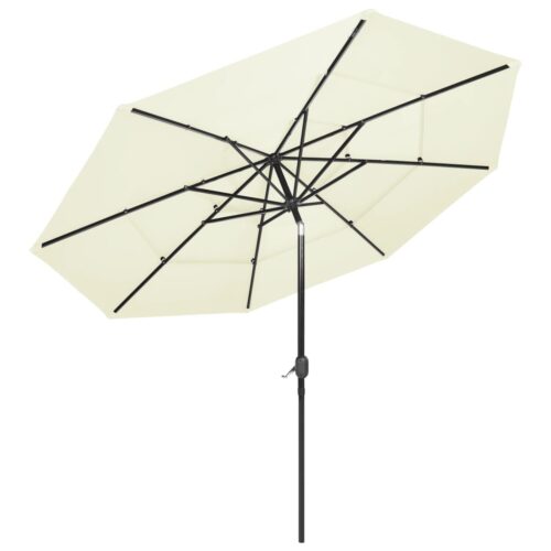 3-Tier Garden Umbrella Outdoor Patio Beach Cantilever Parasol with Aluminium Pole Sand 3 m - Image 3