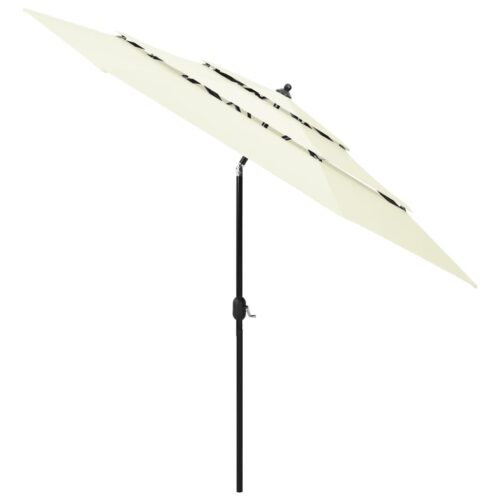 3-Tier Garden Umbrella Outdoor Patio Beach Cantilever Parasol with Aluminium Pole Sand 3 m - Image 9