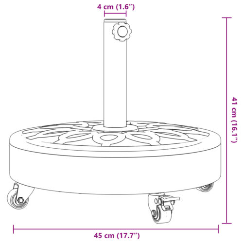 Parasol Base with Wheels for 38 / 48 mm Poles 27 kg Round - Image 8