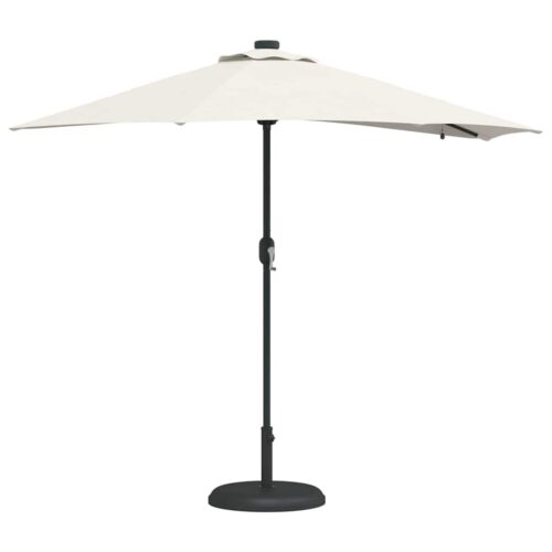 LED Lights Garden Umbrella Outdoor Patio Cantilever Parasol Sand Fabric 294x150x223cm - Image 3