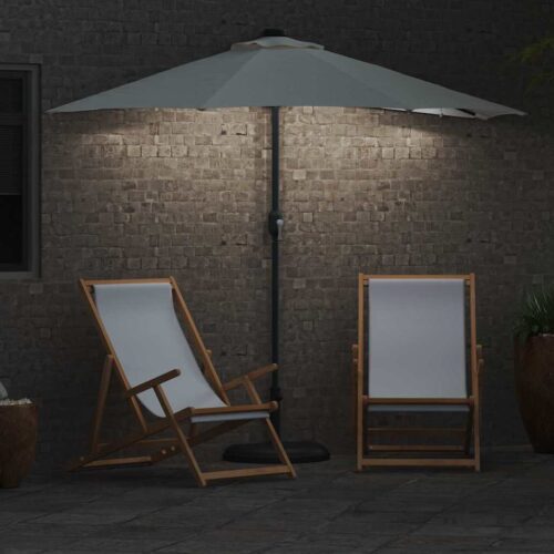 LED Lights Garden Umbrella Outdoor Patio Cantilever Parasol Sand Fabric 294x150x223cm - Image 4