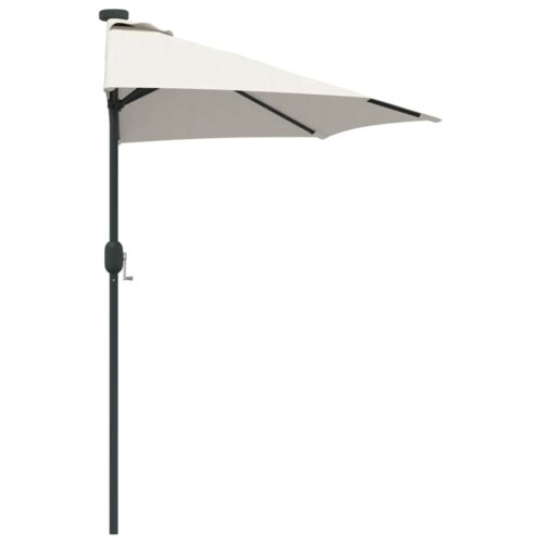 LED Lights Garden Umbrella Outdoor Patio Cantilever Parasol Sand Fabric 294x150x223cm - Image 6