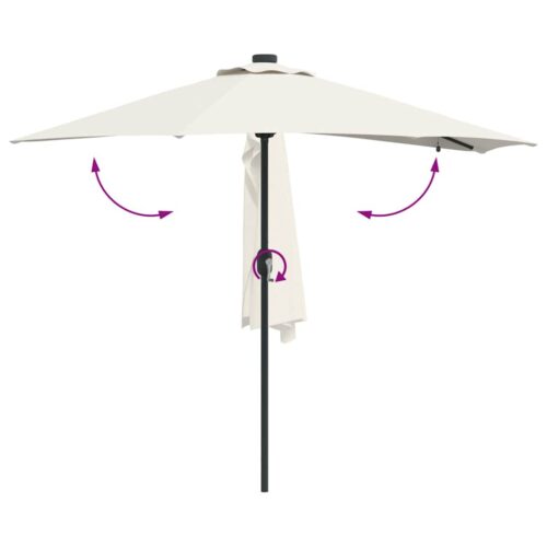 LED Lights Garden Umbrella Outdoor Patio Cantilever Parasol Sand Fabric 294x150x223cm - Image 9