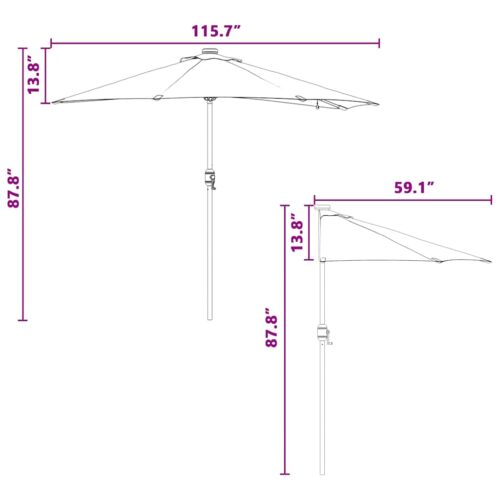 LED Lights Garden Umbrella Outdoor Patio Cantilever Parasol Sand Fabric 294x150x223cm - Image 12
