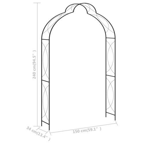 Garden Arch Black 150x34x240cm Iron - Image 5